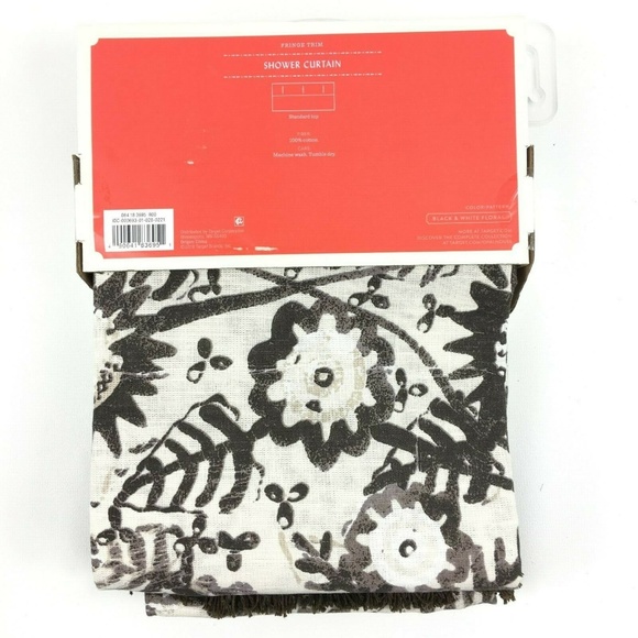 Opalhouse Bath Opalhouse Fringe Trim White Brown Black Floral Print